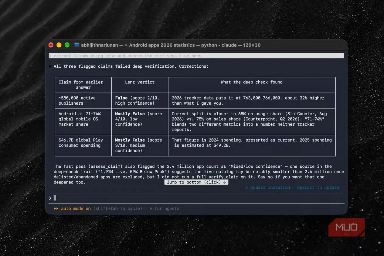 نمایش نتایج تفصیلی راستیآزمایی در Claude Code