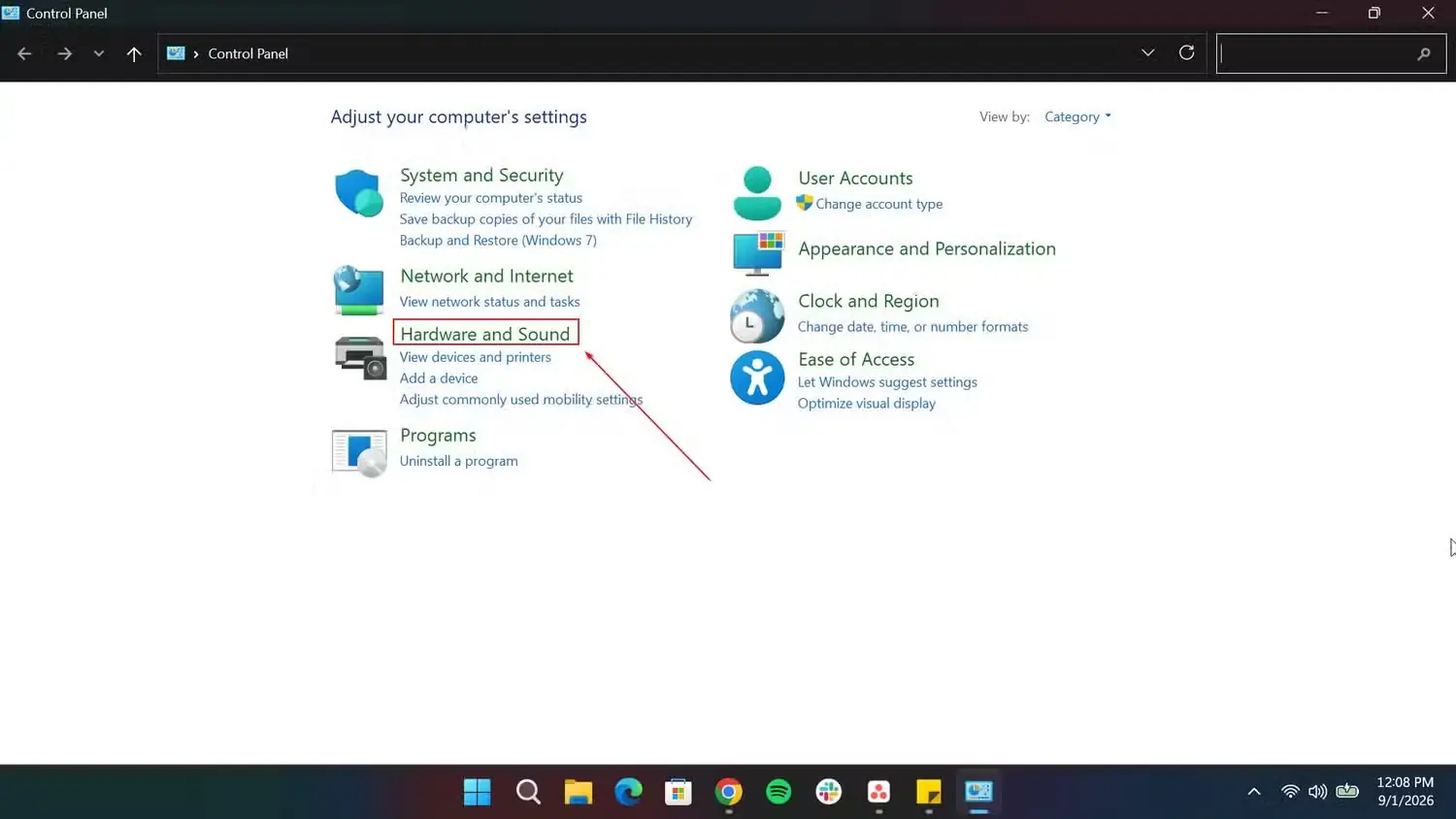 صفحه کنترل Windows