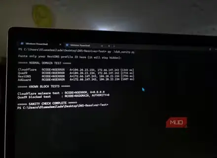 نتایج آزمایش حلکنندههای DNS در PowerShell