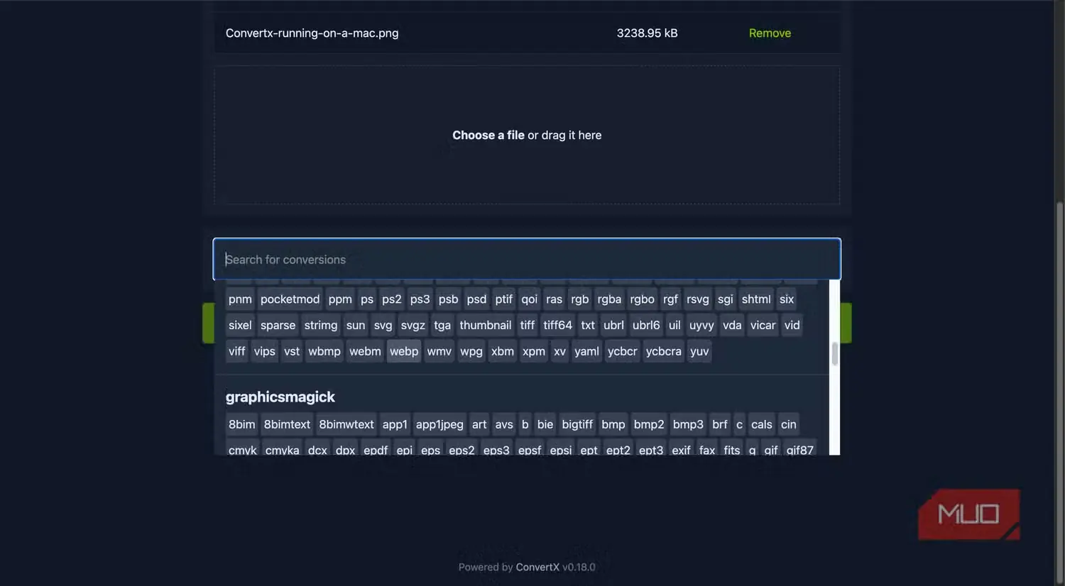 انتخاب قالب مقصد در ConvertX