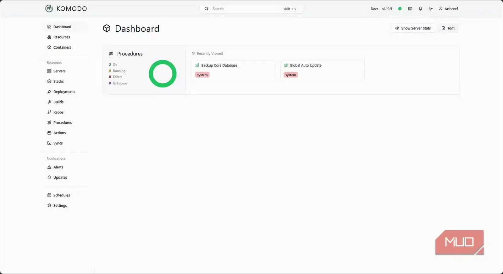 رابط داشبورد Komodo با وضعیت فرایندها و موارد تازهدیدهشده