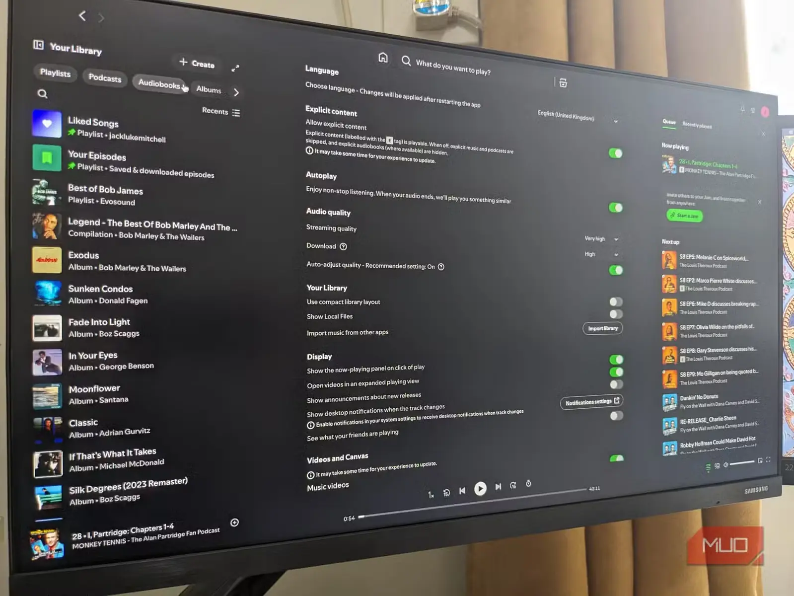 تنظیمات صوتی در برنامه Spotify