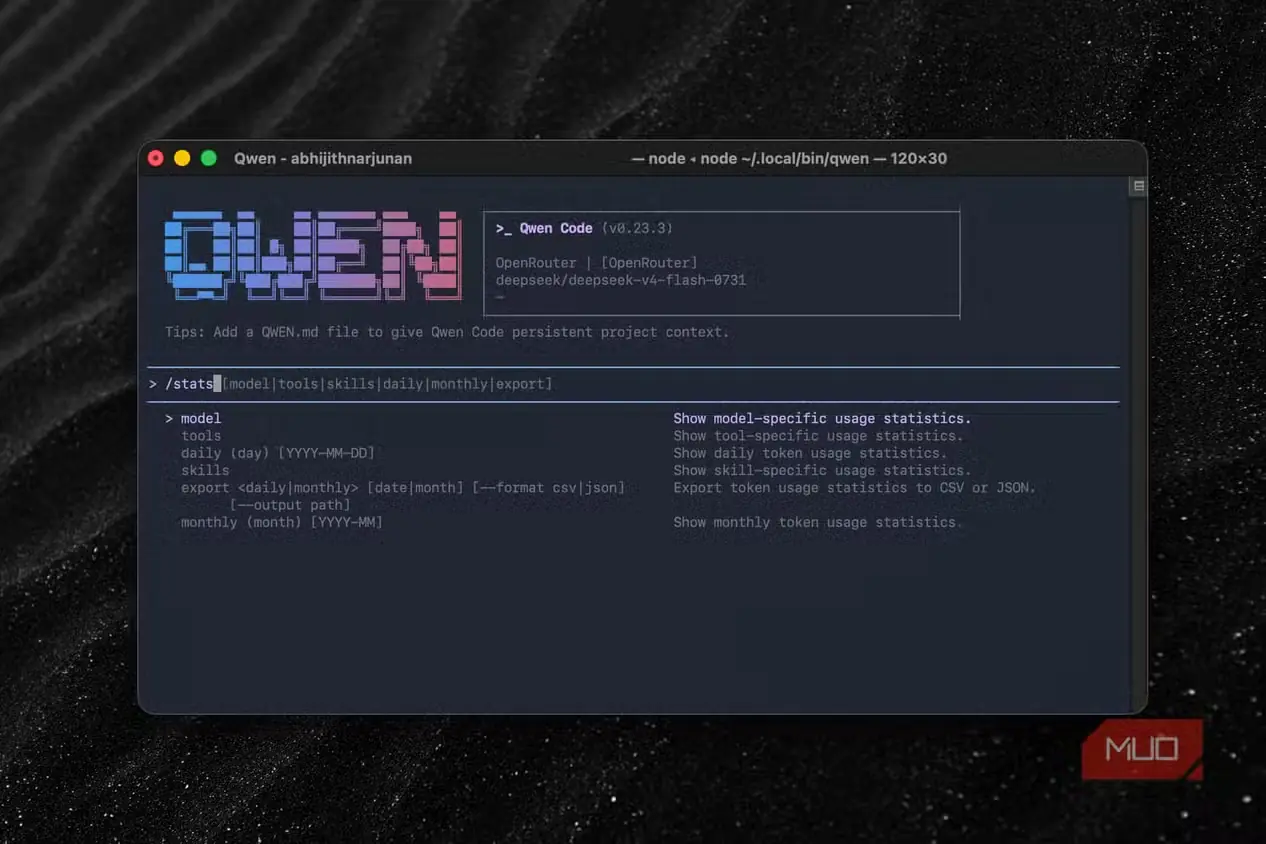 گزینه تنظیمات مدل در Qwen Code