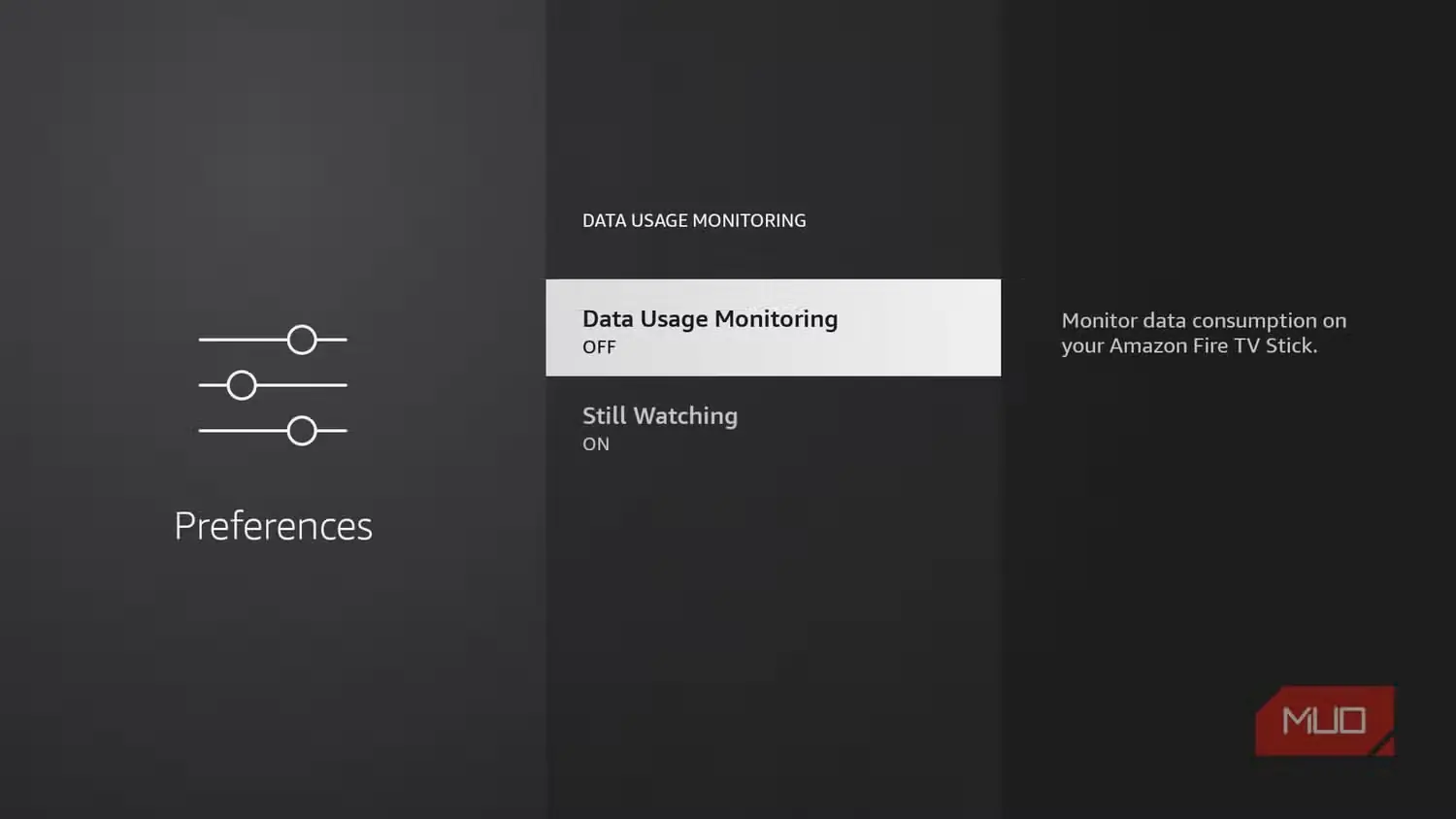 گزینه پایش مصرف داده در Fire TV Stick