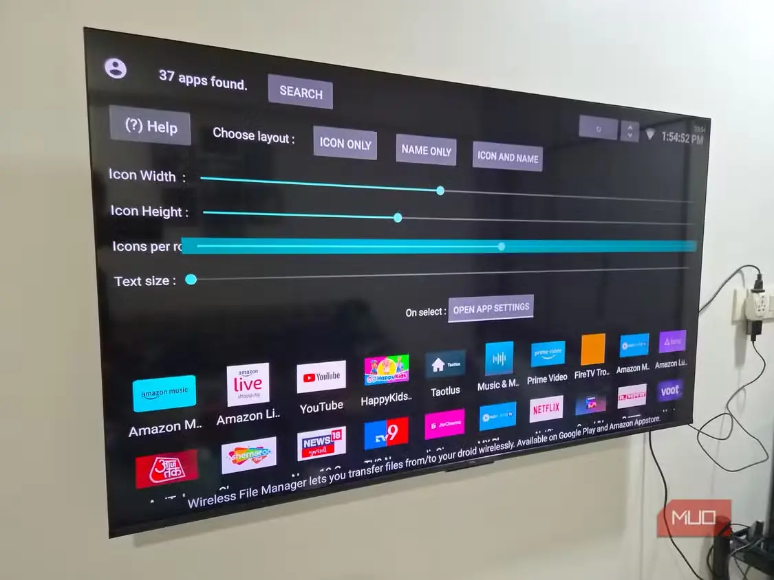 تنظیمات شخصیسازی برنامهٔ Taotlus در Fire TV