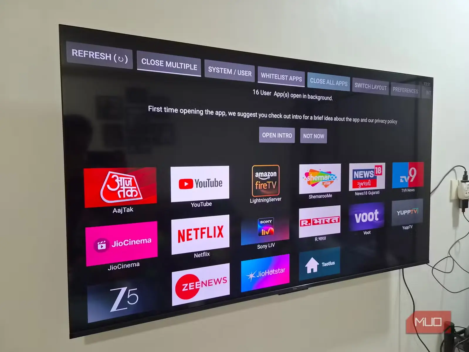 نمای برنامهٔ Background Apps and Process List در Fire TV