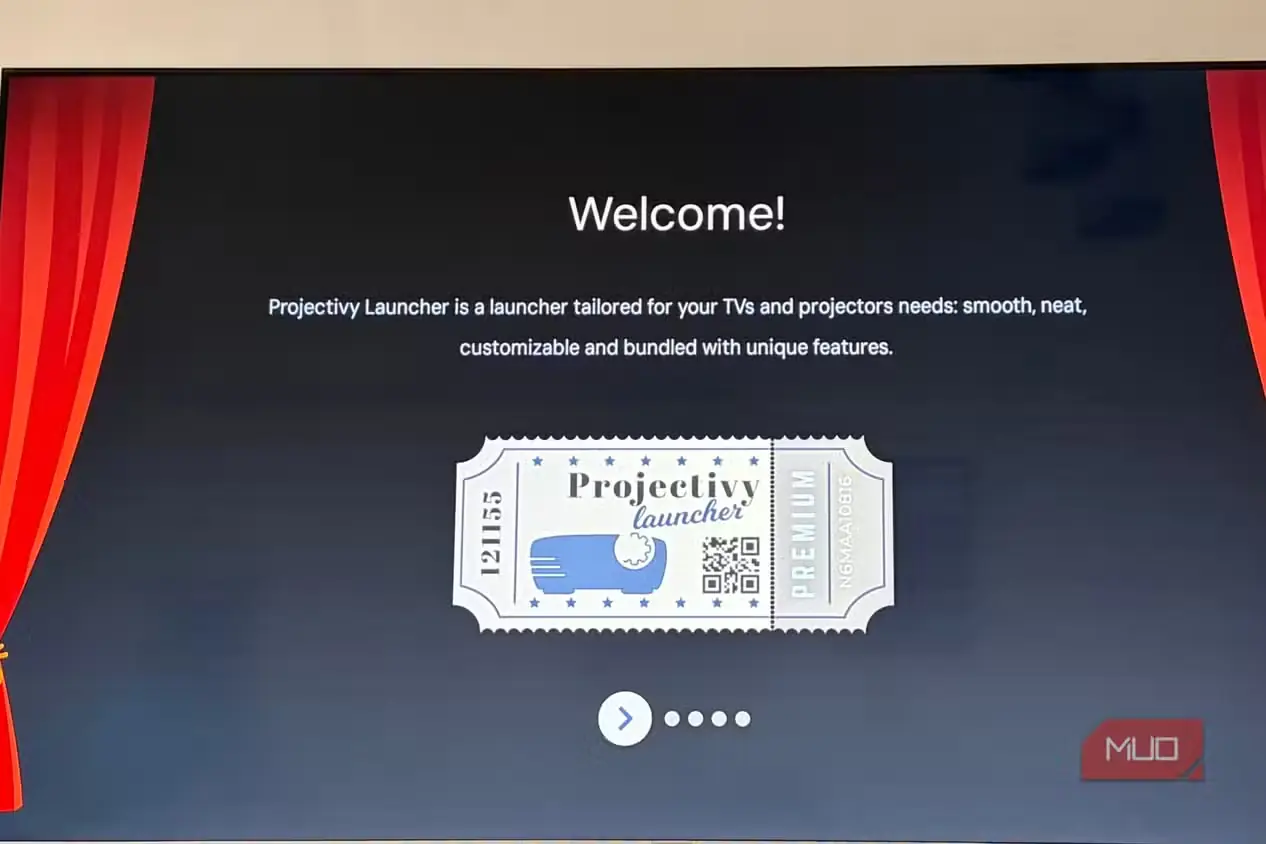 صفحه خوشامدگویی Projectivy Launcher روی تلویزیون