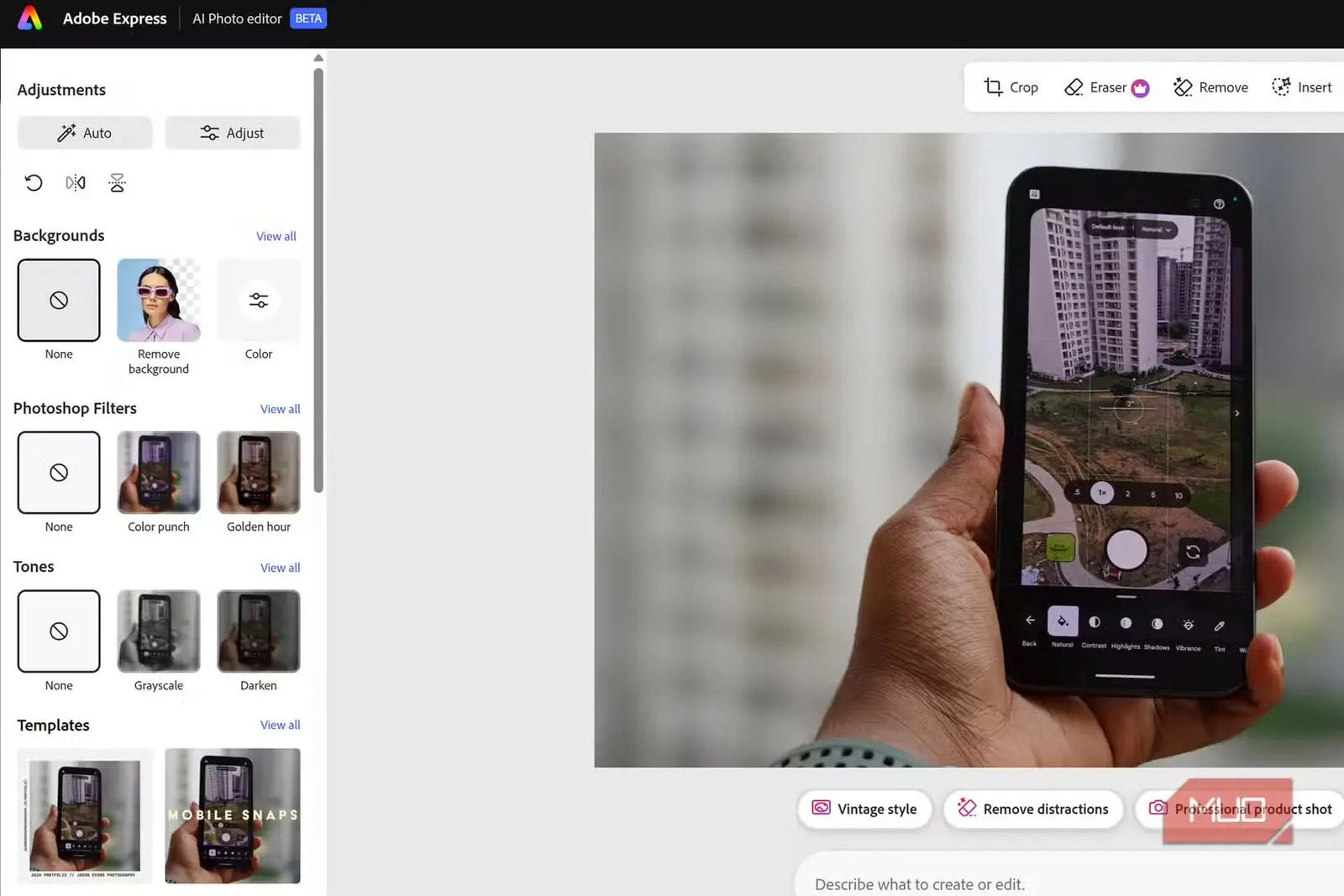 ویرایش تصویر در Adobe Express، مرحلهٔ 3