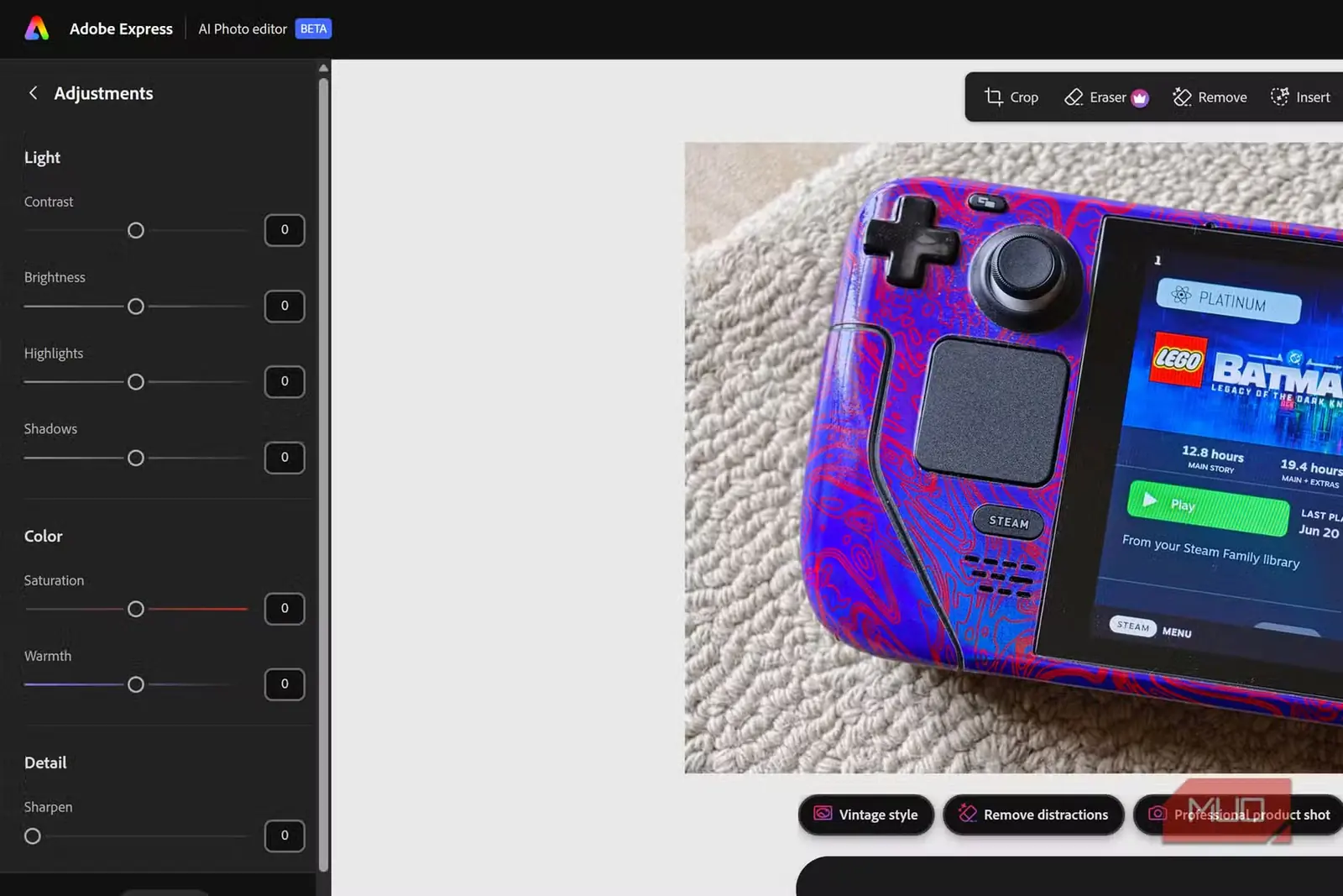 تنظیمات تصویر در Adobe Express، مرحلهٔ 3