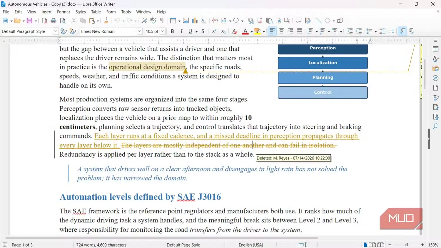 پیشنهاد حذف یک سطر در LibreOffice Writer