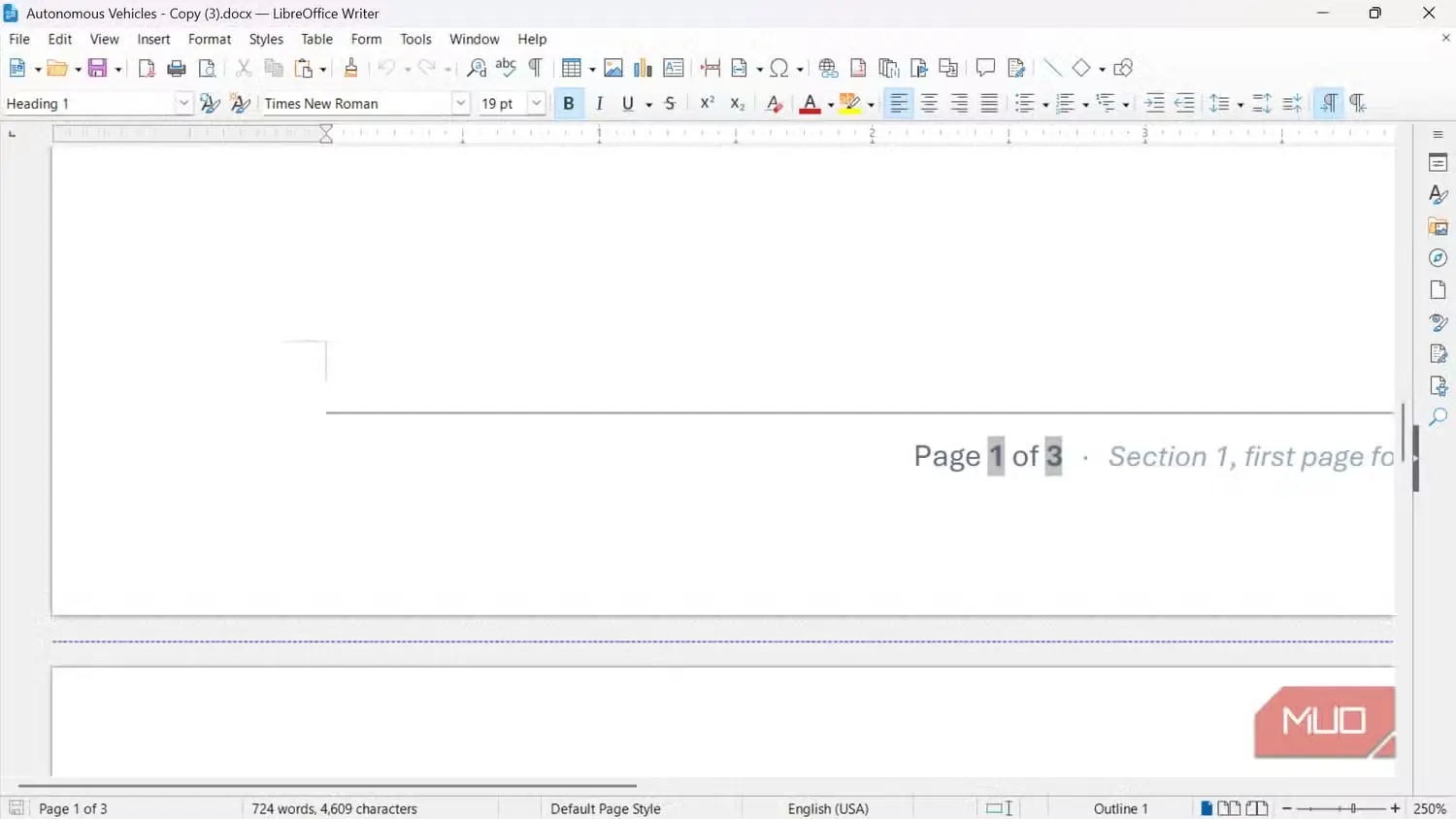 خطوط خاکستری کادربندیشده در LibreOffice Writer