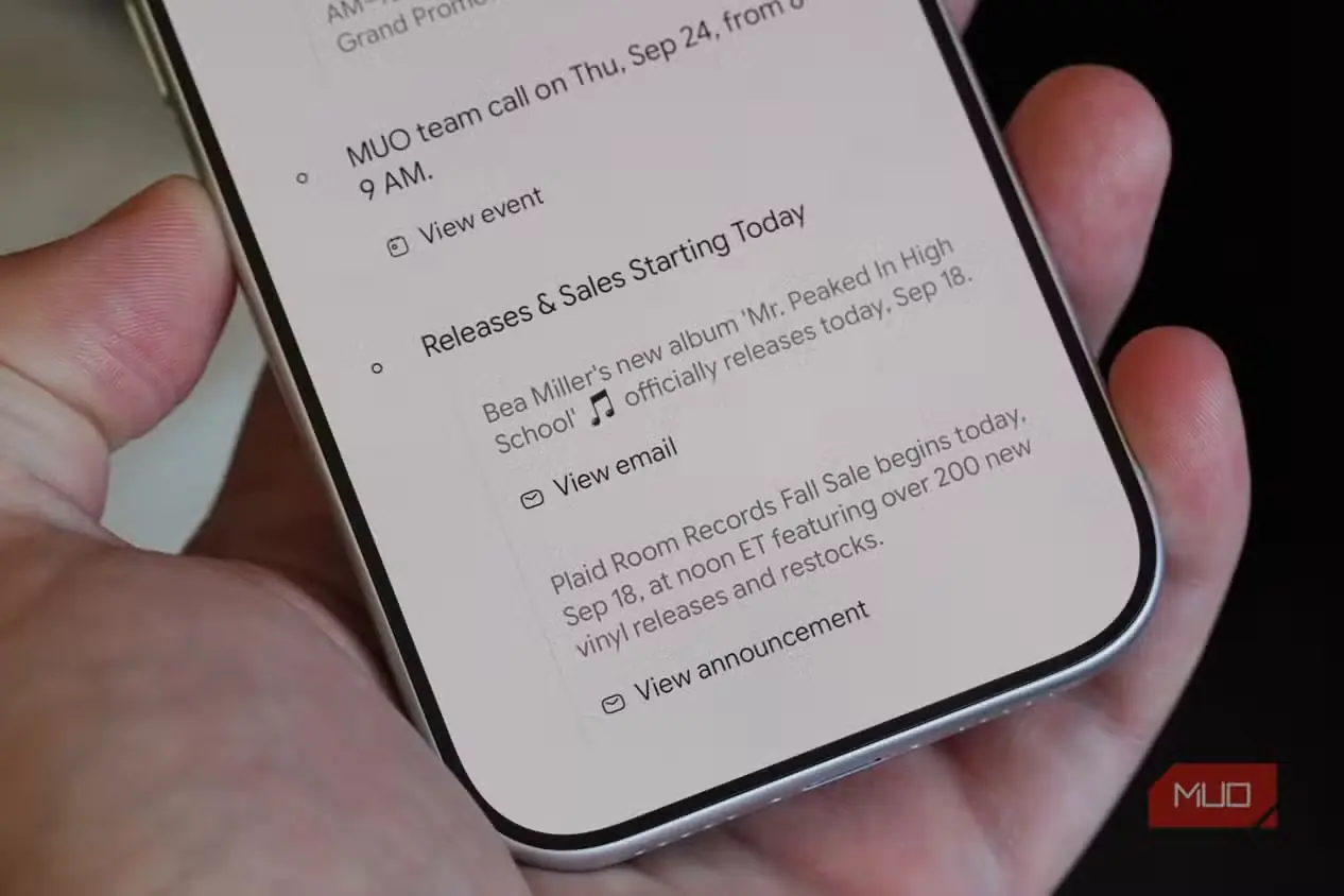 صفحه «خلاصه روزانه» Gemini در گوشی iPhone 18 Pro