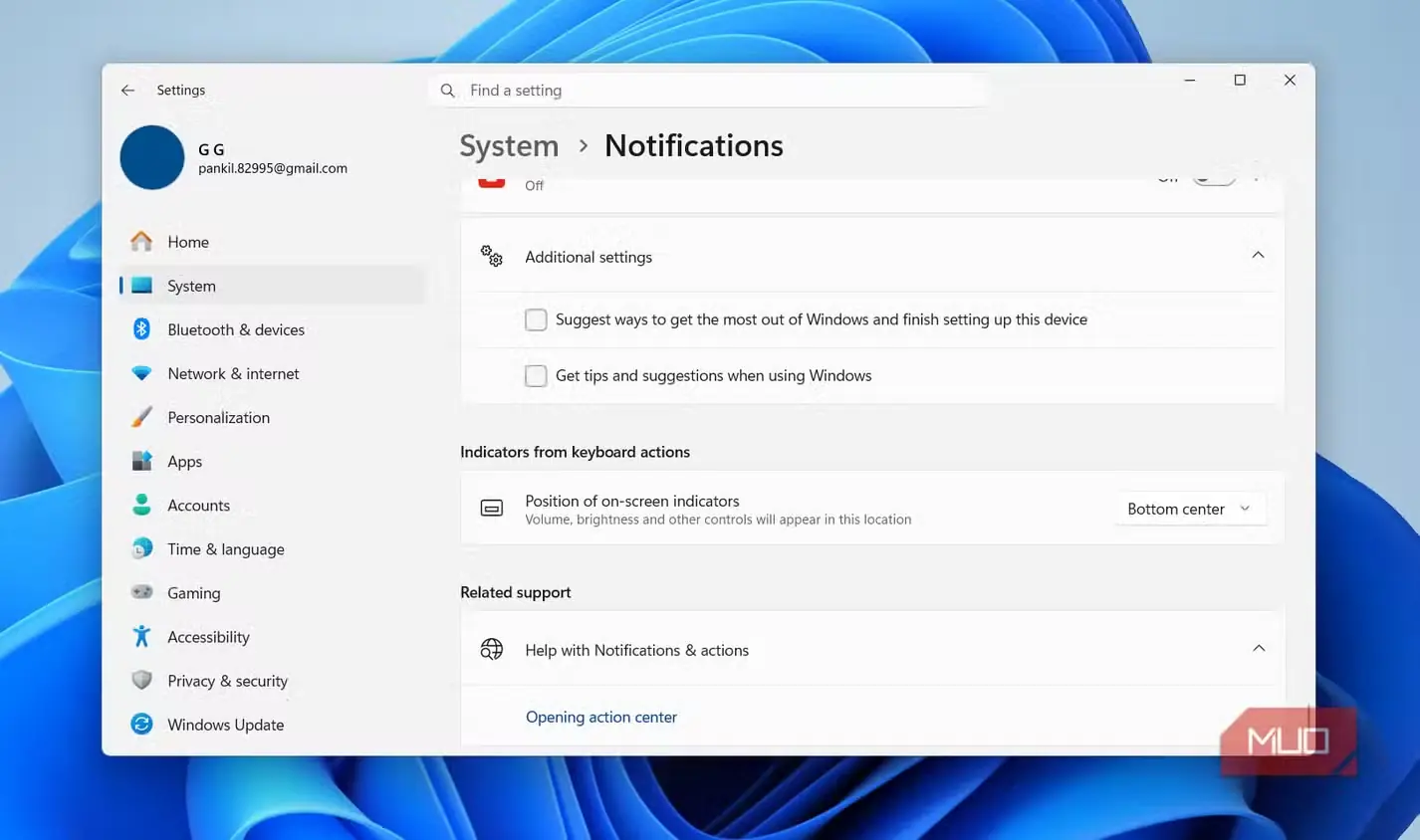 تنظیمات اعلانها در Windows 11