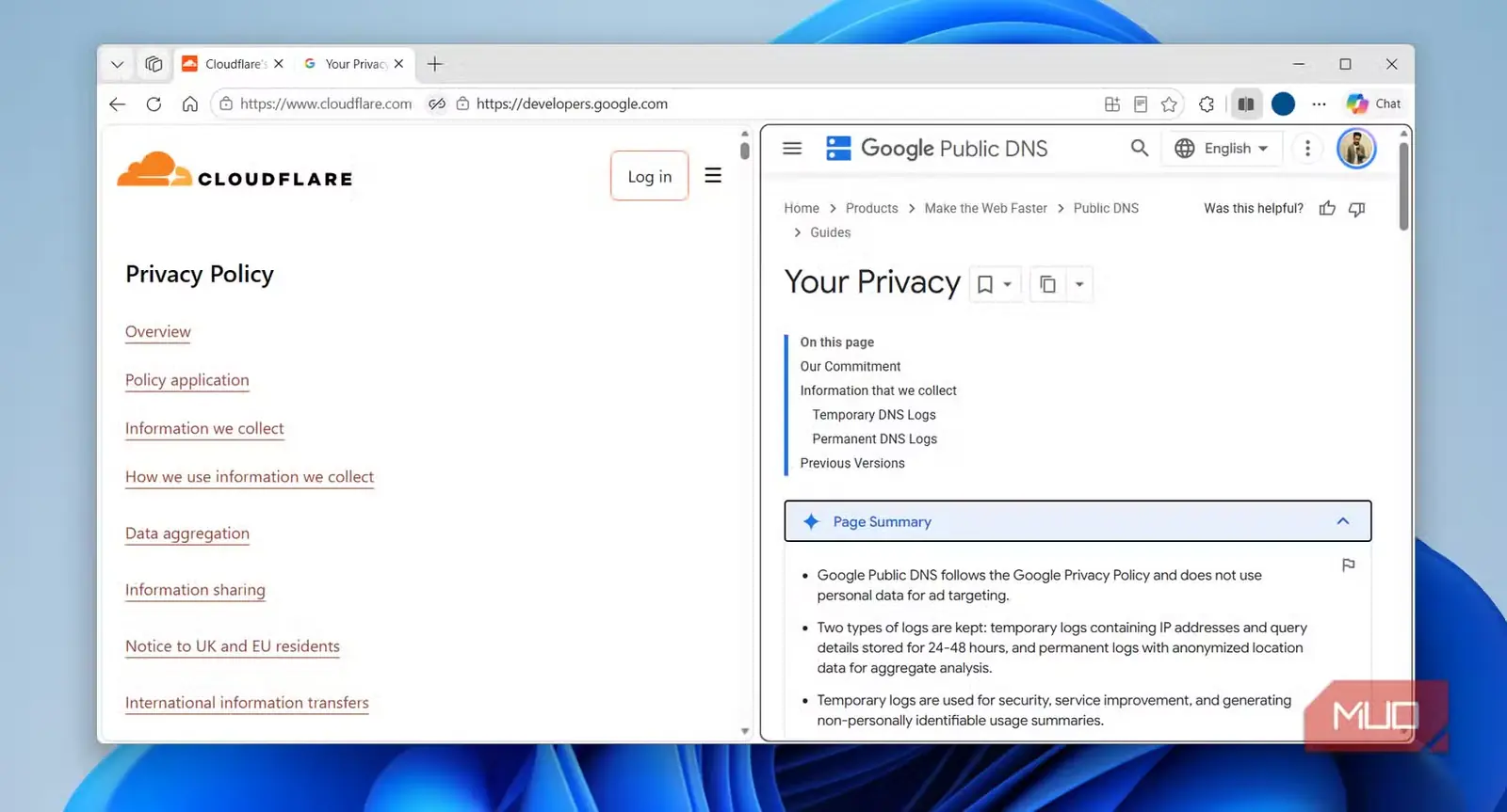 سیاستهای حریم خصوصی Google DNS و Cloudflare DNS