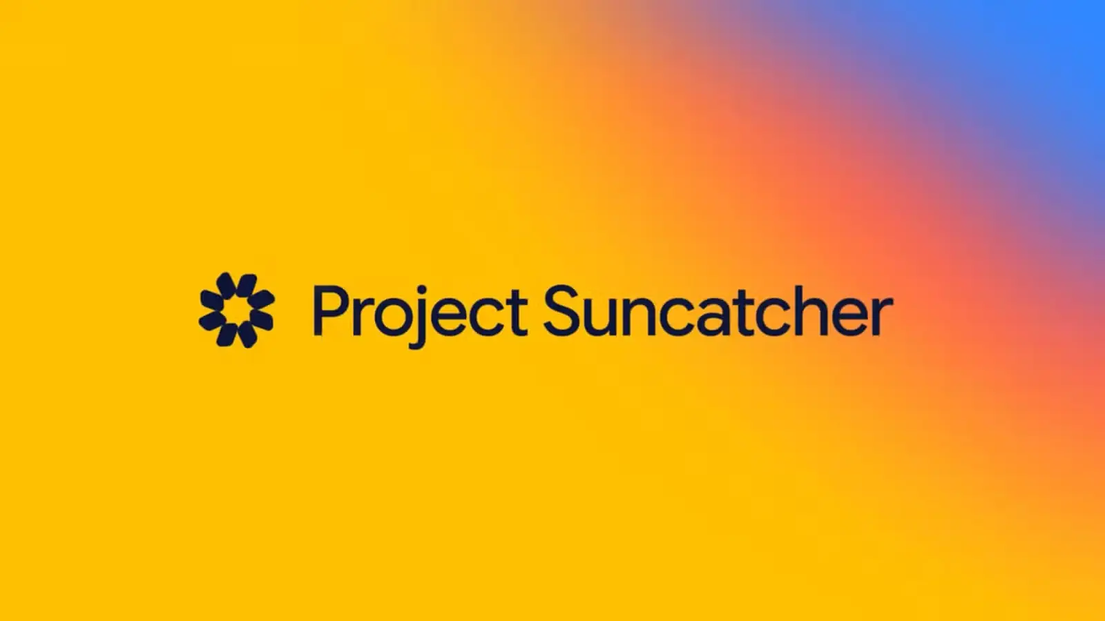 نشان رسمی و عنوان Project Suncatcher متعلق به Google روی پس‌زمینه درخشان زرد و نارنجی