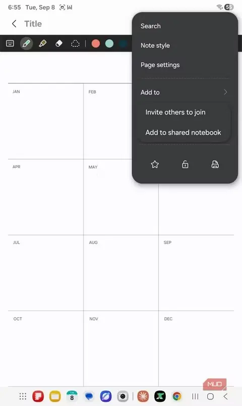 دعوت از فردی دیگر برای همکاری روی یک یادداشت در Samsung Notes