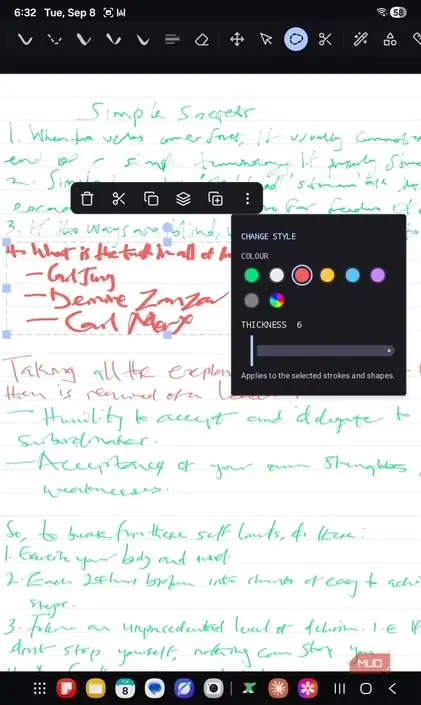تغییر سبک دستخط با ابزار انتخاب کمندی xnotes