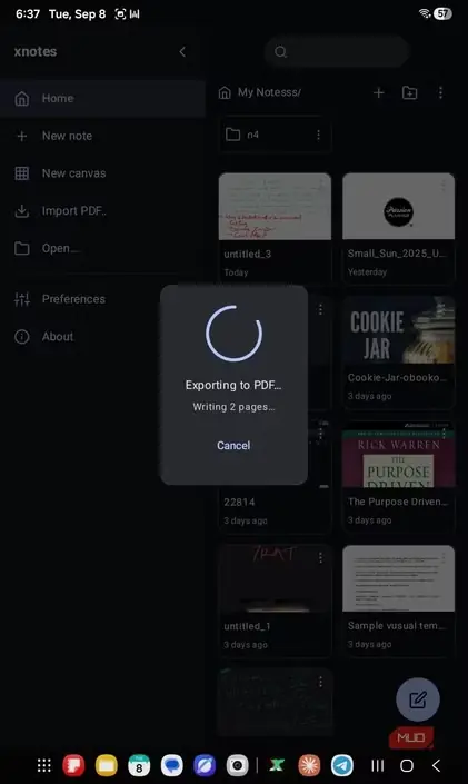 برونبری یک فایل از برنامه xnotes