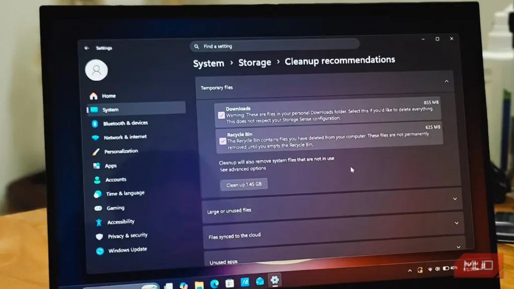 صفحهٔ پنهان Windows که چندین گیگابایت فایل حذف‌شدنی ناشناخته را پیدا کرد