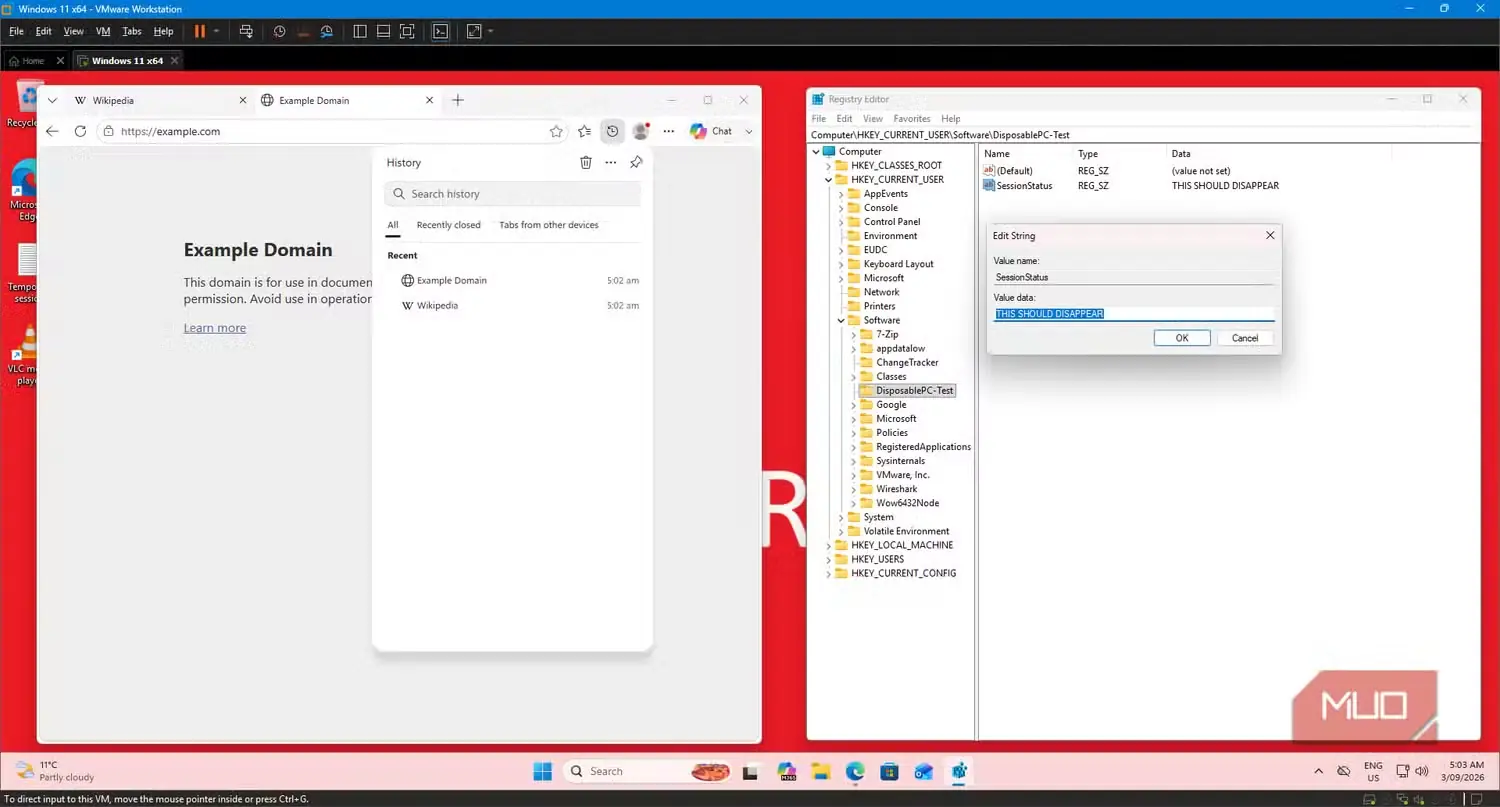 ثبت وبگردی در Edge و ذخیرهٔ نشانگر سفارشی در رجیستری کاربر کنونی Windows
