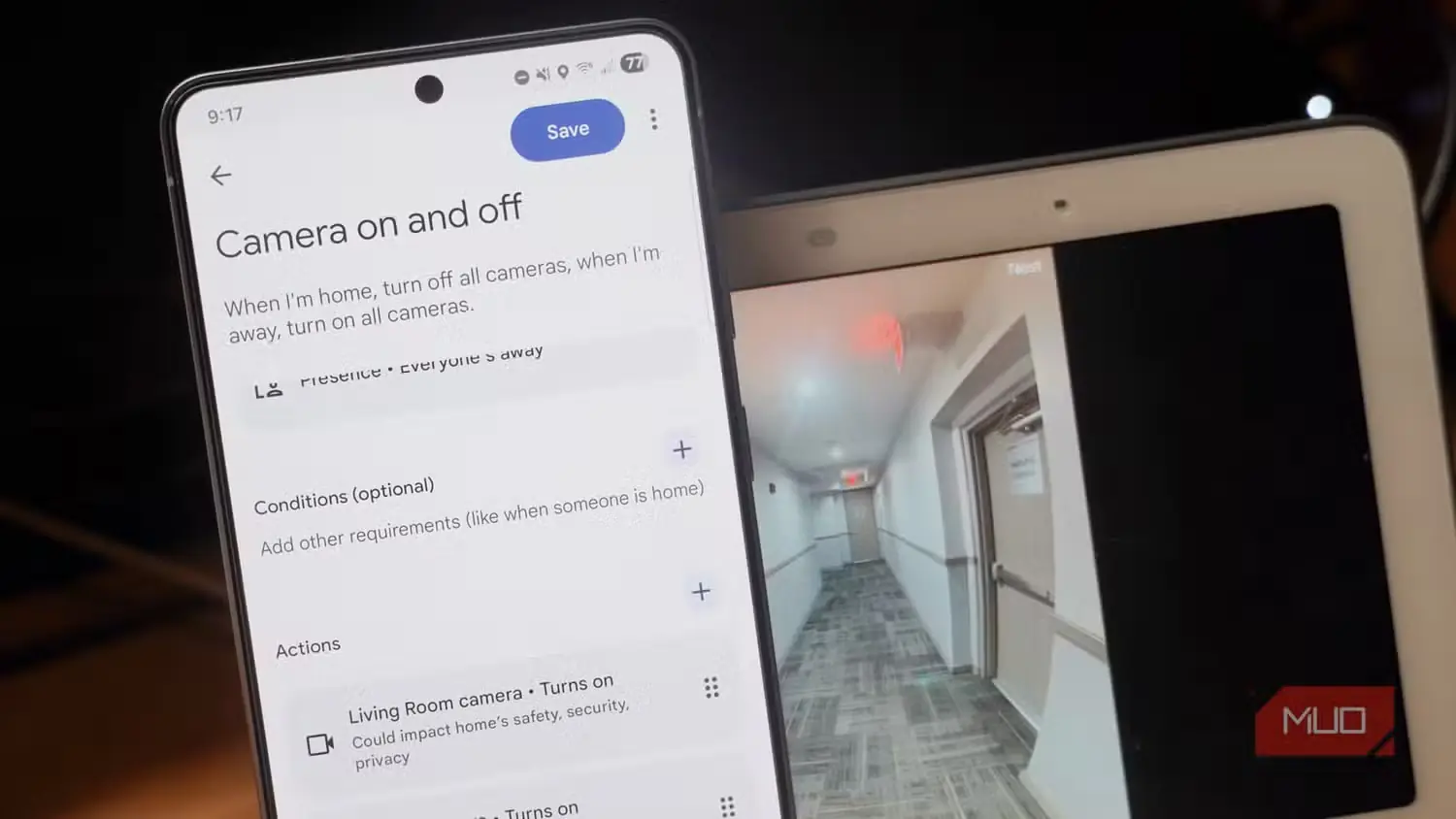 روشن و خاموش کردن دوربین با خودکارسازی Gemini در کنار پخش زندهٔ Nest Cam