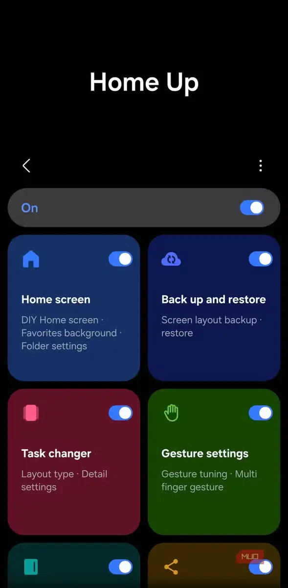 تنظیمات اصلی Home Up در Good Lock