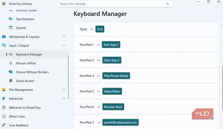 ابزار Keyboard Manager در مجموعه PowerToys