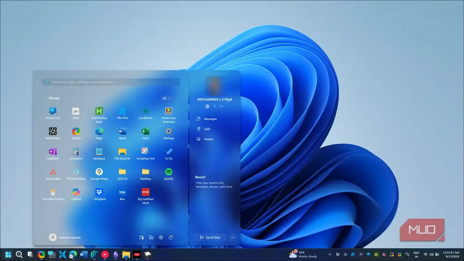 منوی شروع نیمهشفاف Windows 11 در نمای (Medium)-1