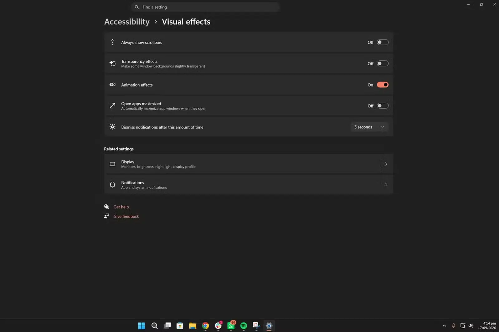 تنظیم جلوههای شفافیت Windows