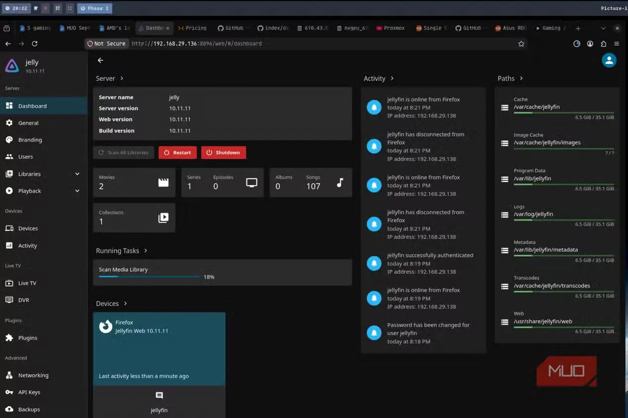 اجرای Jellyfin روی Proxmox