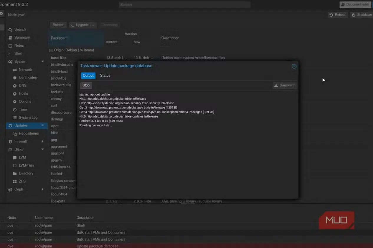 بهروزرسانی سامانهٔ Proxmox