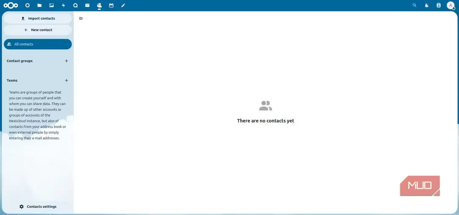 نمای مخاطبان در Nextcloud
