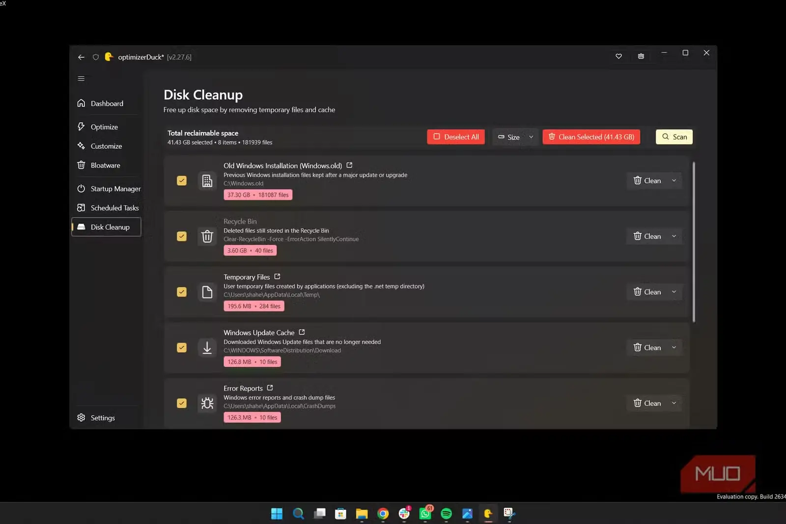پاکسازی دیسک با Optimizer Duck