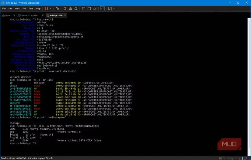 نخستین راهاندازی نسخه همانندسازیشده Ubuntu Server روی سختافزار مجازی VMware
