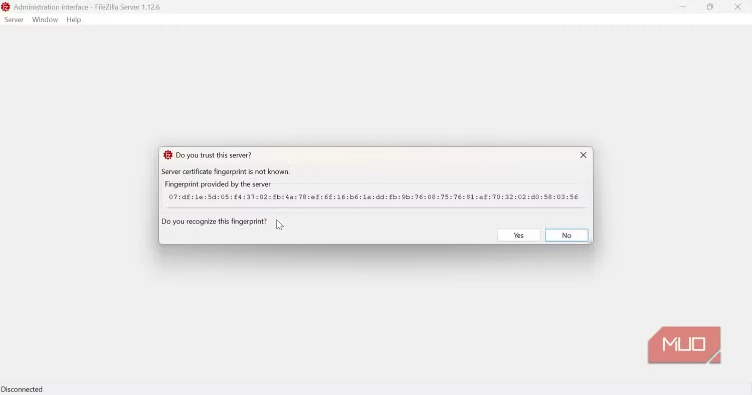 پذیرش اتصالهای سرور در FileZilla