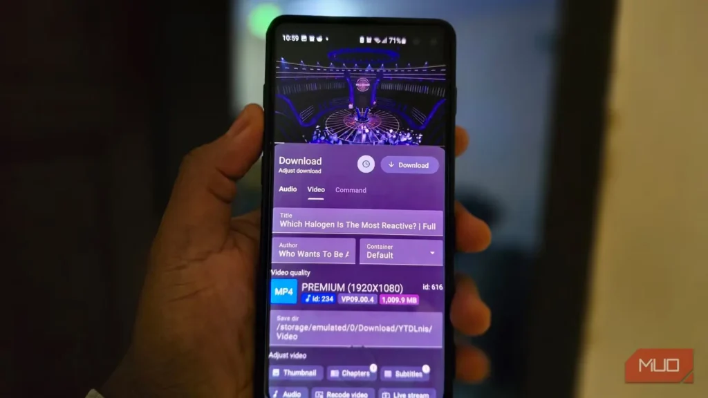 گمان می‌کردم yt-dlp به پایانه نیاز دارد، تا اینکه این برنامهٔ Android را آزمودم