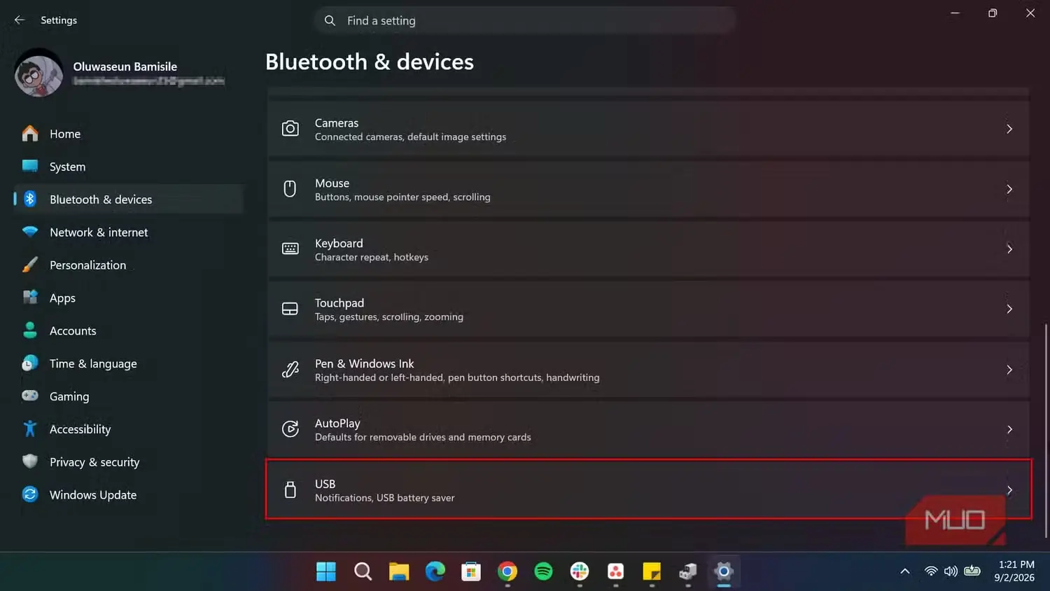 صفحه بلوتوث و دستگاهها در تنظیمات Windows 11