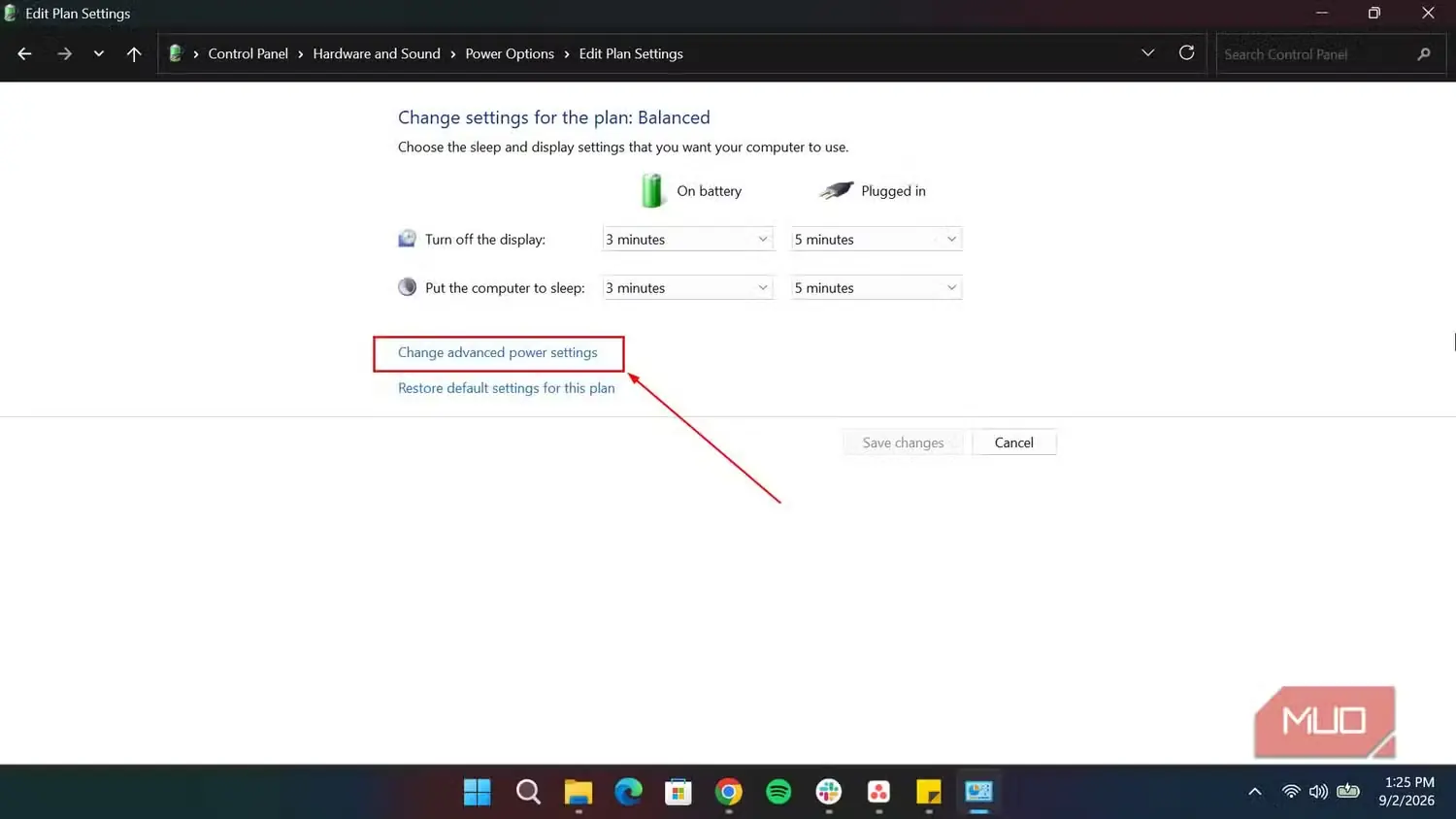 تغییر تنظیمات پیشرفته مصرف برق در کنترلپنل Windows