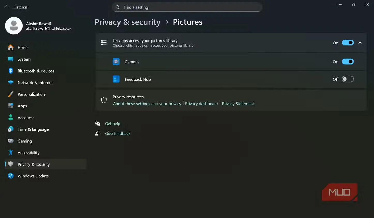 بررسی مجوزهای دسترسی به تصاویر در Windows
