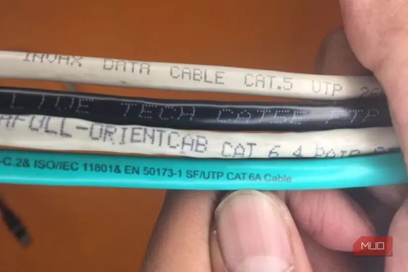 تصویری از کابل‌های اترنت CAT5، CAT5e، CAT6 و CAT6a