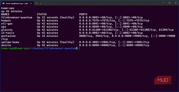 اجرای فرمانهای وضعیت و منابع کانتینرهای Docker از راه SSH روی سرور Home Ops