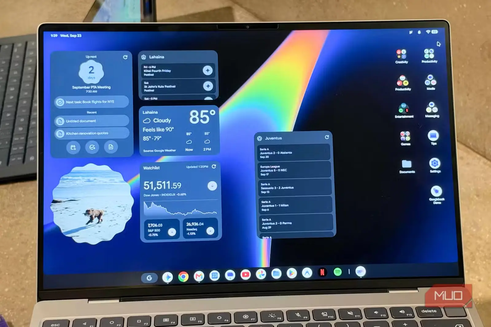 ابزارکها و برنامهها روی میزکار Googlebook OS