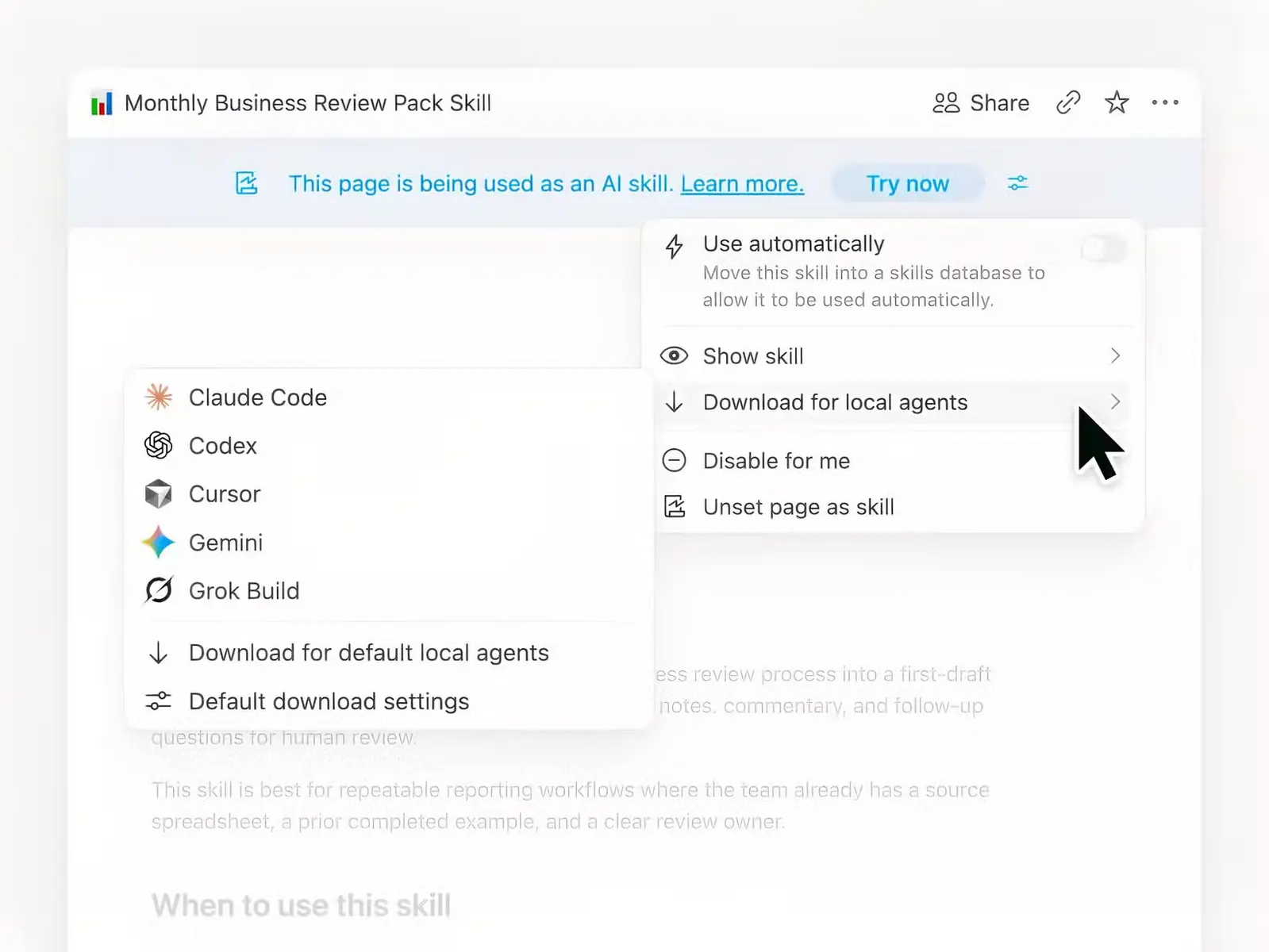 صفحه انتقال مهارتها به Claude، Codex و Cursor