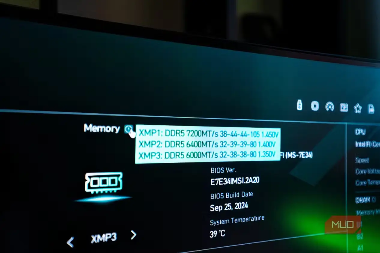 نمایههای XMP در محیط MSI Click X BIOS