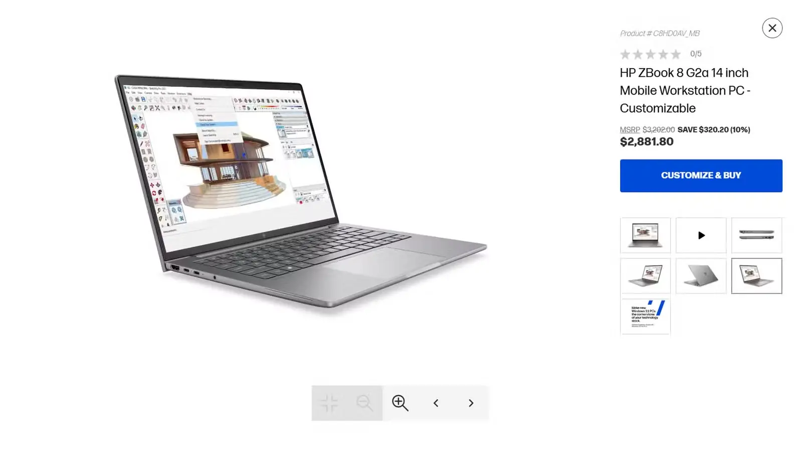 صفحهٔ محصول رایانهٔ ورکاستیشن همراه ۱۴ اینچی HP ZBook 8 G2a