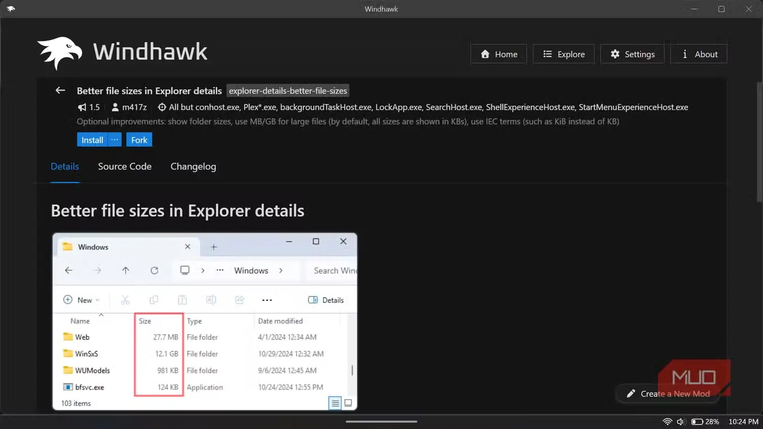 نمایش بهتر اندازهٔ فایلها در File Explorer با Windhawk (2)