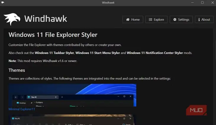 ماژول سبکدهی File Explorer در Windhawk