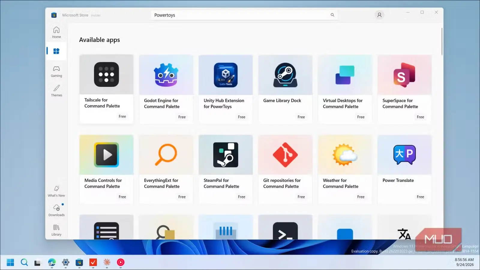 فهرست افزونههای موجود برای Command Palette ابزار PowerToys در Microsoft Store