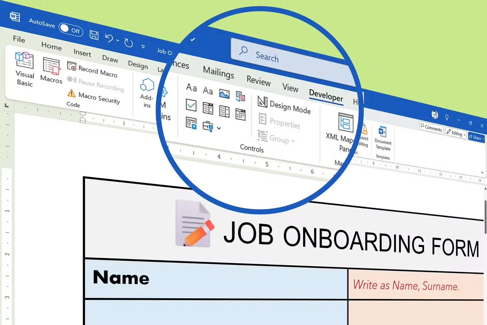 تصویر شاخص قابلیت فرمها در Microsoft Word