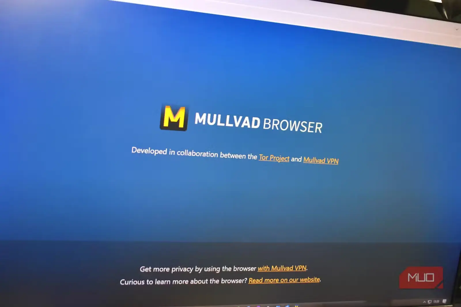 صفحهٔ اصلی مرورگر Mullvad